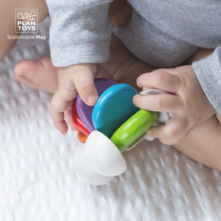 PlanToys5229彩虹婴儿车0-1岁学爬玩具宝宝听力马卡龙木制小汽车