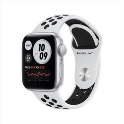 Apple Watch SE智能手表 Nike GPS款 40毫米 银色铝金属表壳 白金配黑色运动表带 MYYD2CH/A 送耳机