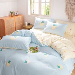多喜爱（Dohia）床品套件 四件套水洗舒柔简约ins风双人床上用品 床单被套枕套 甜莓布丁 1.8米床 230*229cm