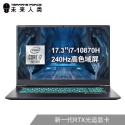 Terrans Force 未来人类 T7 17.3英寸笔记本电脑(i7-10870H、16GB、1TB、RTX3070 Max-Q、240Hz、雷电3)