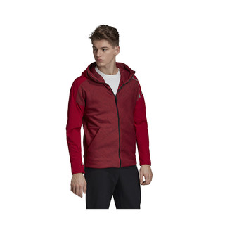 时尚潮流男款防风运动休闲透气开衫棉质连帽长袖外套夹克 XS 红色