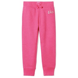 Gap女幼童LOGO抓绒直筒运动裤春季洋气童装裤子儿童纯色长裤 90CM(2T) 亮玫粉