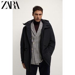 ZARA 00706404800 男装灰鸭绒中长款羽绒服外套 