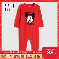 Gap婴儿纯棉连体衣红色651972秋冬新款童装哈衣