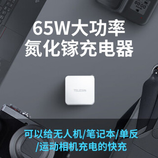 TELESIN 大疆无人机氮化镓充电器65W御2Mavic Pro Air2电池充电器配件快充 65W充电器-白色（单独）