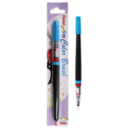 日本派通（Pentel）科学毛笔小楷练字软毛笔 书法笔便携彩色绘画手帐手绘笔可换墨胆 XGFL 天空蓝 *4件