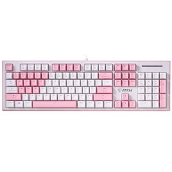 MSI 微星 GK50Z 有线机械键盘 红轴 104键 单光 粉白