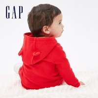 Gap婴儿Logo熊耳连帽连体衣保暖外出爬服652233秋冬新款