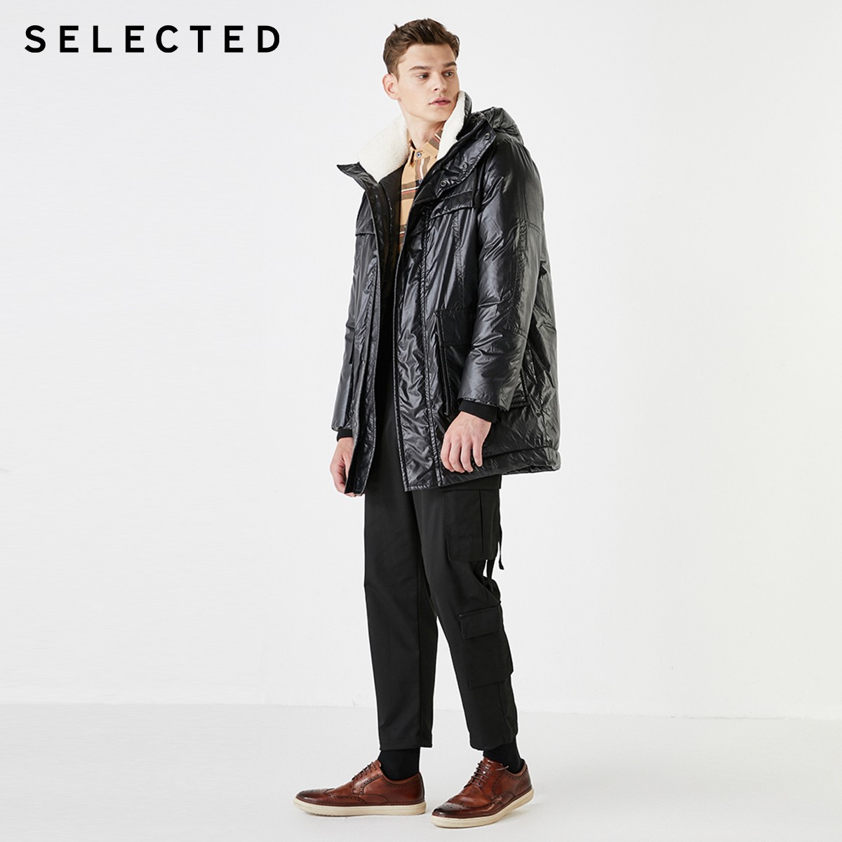 【省159.95元】男士羽绒服_selected 思莱德 419412517 男士亮面商务