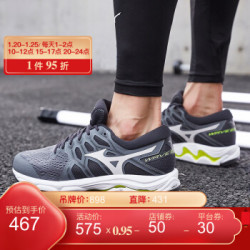 Mizuno美津浓运动鞋男专业稳定支撑跑步鞋WAVE EQUATE 4 J1GC204840 黑色/灰色 42