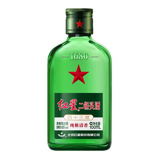 红星 二锅头 纯酿清香 小绿瓶 43%vol 清香型白酒 100ml*24瓶 整箱装