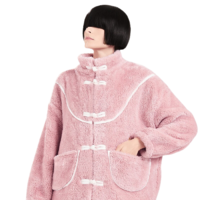 DAPU 大朴 女士中国风盘扣睡衣套装 AE4F12225 粉色 M