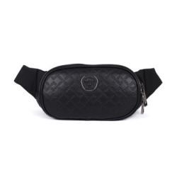VERSACE 范思哲 奢侈品 男士黑色织物配皮美杜莎装饰斜挎腰包 DFB7630 DVBR25 DNNUB