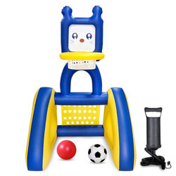 京东PLUS会员：可爱布丁 儿童投掷篮球架充气室内家用二合一篮球框健身足球门1-3-6岁户外男孩运动玩具+凑单品