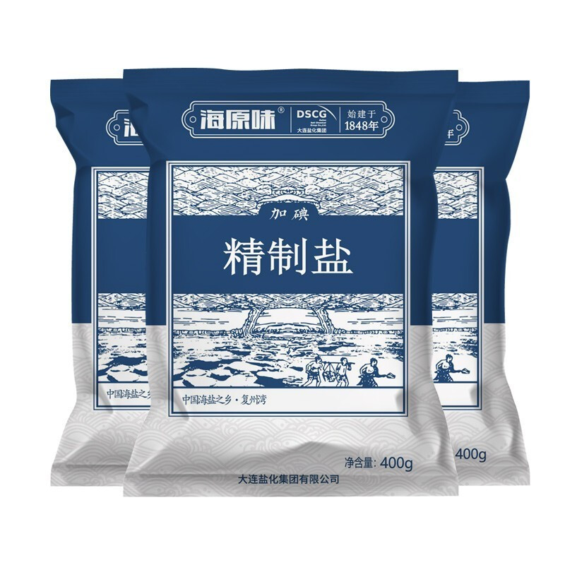 haiwan海湾加碘日晒海晶盐海盐499g