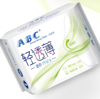 ABC  KMS系列轻薄透迷你日用卫生巾 19cm*8片