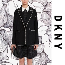 DKNY羊毛流苏手工双面呢保暖女士外套Wool-Blend Coat