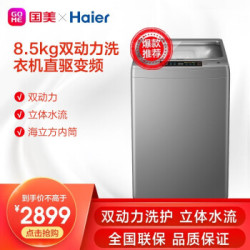 海尔(Haier)8.5公斤波轮洗衣机直驱双动力触控彩屏XQS85-BZ856钛灰银