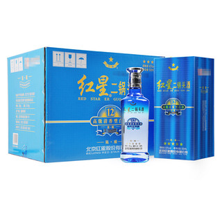 红星 二锅头酒 蓝盒 12 43%vol 清香型白酒 500ml*6瓶 整箱装