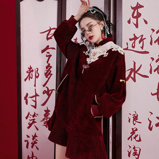 新年衣服女旗袍年轻款中国风过年喜庆女装改良汉服冬装唐装拜年服