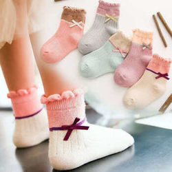 儿童袜子纯棉女童袜中筒袜秋冬新款加厚男童女童大童小童宝宝袜子 5双装
