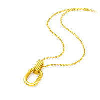 CHOW TAI FOOK 周大福 ING系列 F217317 几何双环足金项链 40cm 4.4g