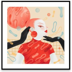 限量版画创意家装沙发背景墙《追崇》 黑色铝框 362*362 mm