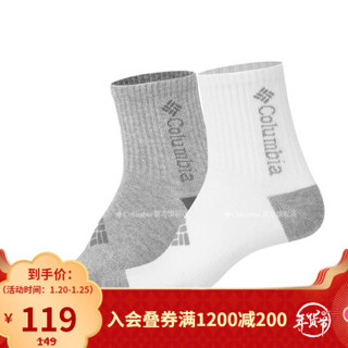 经典款Columbia/哥伦比亚户外男女同款运动袜四双装LU9745 103 M *3件