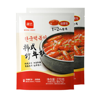 展艺 韩式炒年糕（赠酱包） 韩国风味速食部队火锅原料270g*2包 *9件