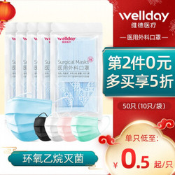 维德医疗（WELLDAY）一次性医用外科口罩挂耳式三层无菌级防细菌飞沫轻薄透气医护人员防护隔离口罩  30只-10只/袋 *2件