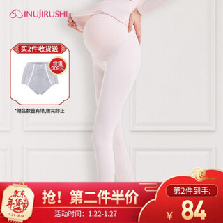 有券的上：犬印本铺（INUjIRUSHI）孕妇打底裤 3D高弹一体式居家打底裤 粉色_L-LL *2件