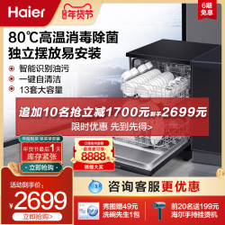 海尔13套EW13918BK 微蒸汽洗消毒杀菌烘干独立式嵌入式智能洗碗机