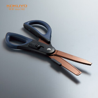 日本国誉（KOKUYO）进口品HAKOAKE两用剪刀镀钛加工刀刃 基本款 无缝 177*72mm 黑色1把 HASA-PT410D *5件