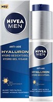 Nivea 妮维雅 Hydro 玻尿酸锁龄抗皱男士保湿面部乳液，吸收迅速，可软化深层皱纹，含玻尿酸，50ml