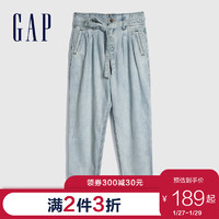Gap女装纯棉透气直筒牛仔裤夏季573707 2020新款时尚水洗薄款裤子