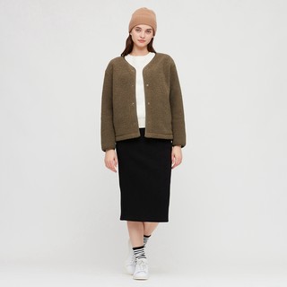 UNIQLO 优衣库 女士摇粒绒短外套 429667 橄榄色 XL