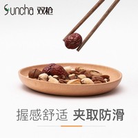 双枪鸡翅木长筷子无漆无蜡日式儿童实木家用餐具10双家庭套装筷子