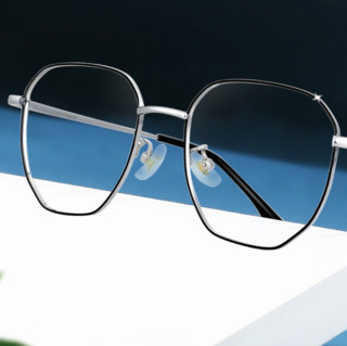 裴漾 1958 黑银纯钛眼镜框+1.60折射率 防蓝光镜片
