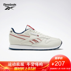 Reebok锐步CL LEATHER MU 新款男子低帮运动休闲鞋 DV8628_粉白色/红色/藏青色 43