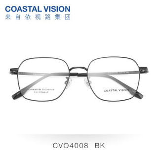 镜宴 2020新款男女商务时尚多款可选镜框 光学近视眼镜 网上配镜 CVO4008黑色不规则框 镜框+A4 1.56依视路非球面镜片(现货)