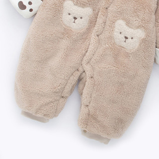 【夹棉保暖】婴儿连体衣秋冬21年男女宝婴儿长袖小熊两用哈衣 66 卡其