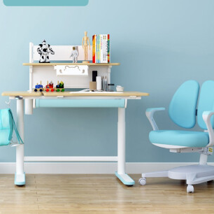 loctek 乐歌 ec1 儿童桌椅套装 升降书桌 椅子 天空蓝