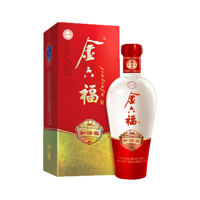 金六福和谐福42度500ml浓香型白酒单瓶装8件