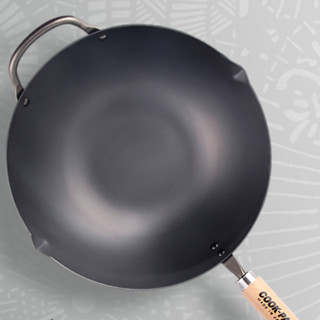 COOK-PAL 256505 炒锅(36cm、不粘、无涂层、铁、带盖、带铲)