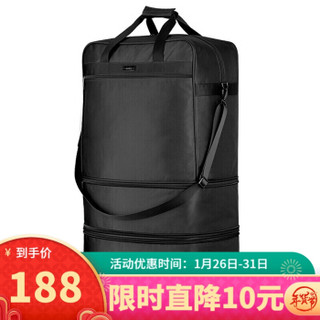 汉客（HANKE）黑色20英寸可折叠旅行包袋男女士大容量可手提可拖拉出差搬家托运旅游行李包T637