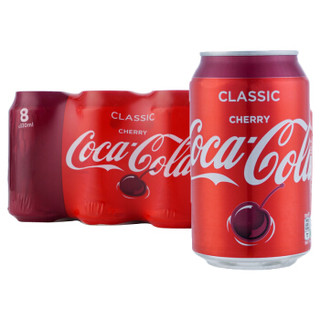 英国进口 可口可乐(Coca-Cola)樱桃味汽水330ml*8罐 cherry车厘子饮料可口可乐官方原装（新老包装随机发送） *3件