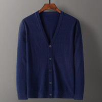 罗蒙新品首发纯色时尚通勤开衫外套弹力保暖男士针织衫开衫 L 上青