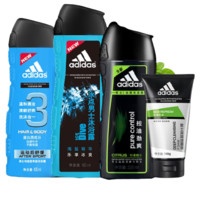 adidas 阿迪达斯 男士洗沐套装 (运动后舒缓沐浴露400ml+冰点沐浴露400ml+控油劲爽洗发露220ml+深层洁面膏100g)