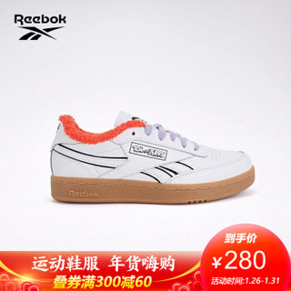 Reebok锐步 猫和老鼠 CLUB C REVENGE青少年低帮休闲鞋 H05218_白色/黑色/橘色 36.5