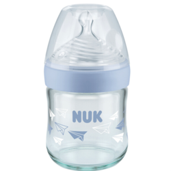 NUK 超寬口徑奶瓶帶仿母乳硅膠奶瓶嘴120ml （0-6個月小號）（藍色）